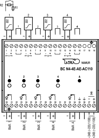 Габариты BC N4-4E-AE-AC110-C